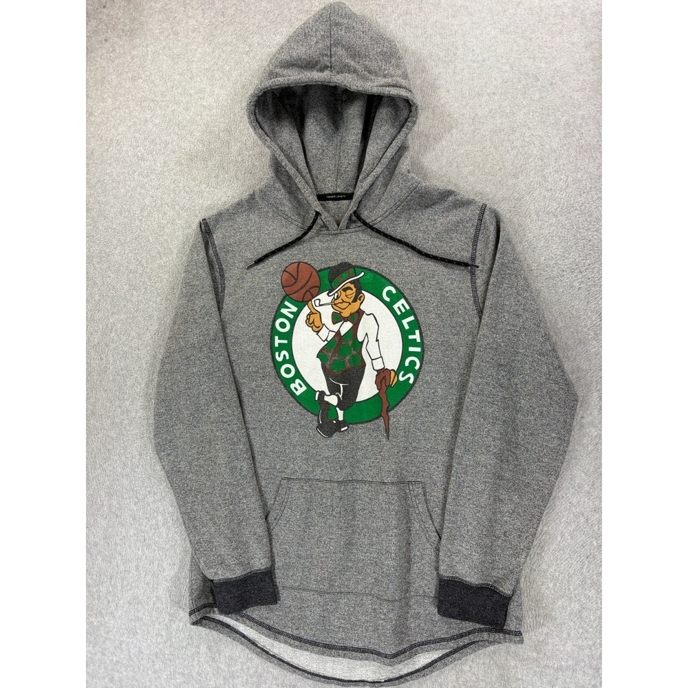 Boston Celtics Screened Logo NBA Basketball Hoodie Sweatshirt (Men's Large) Gray